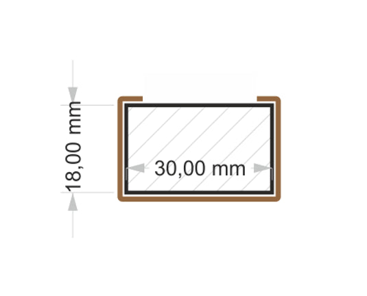 Dekor lamela 3D naravni hrastov furnir- 30 x 18 x 2750 mm
